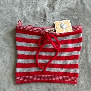 Striped Red and Gray Knit Tube Top